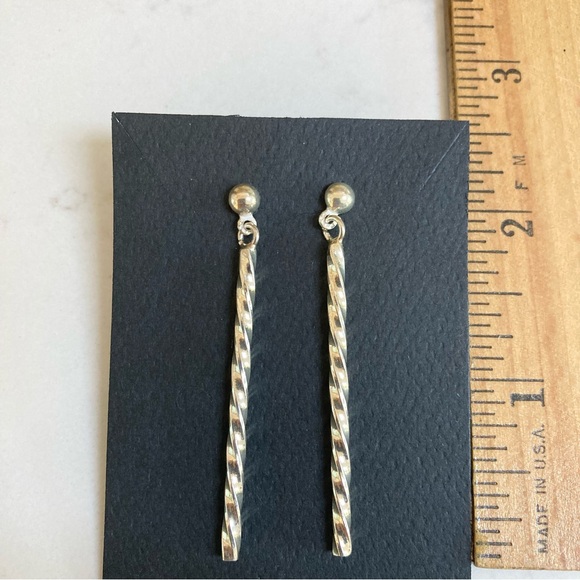 Sterling Silver Twist Earrings with Sterling Silver Backings - Picture 2 of 6